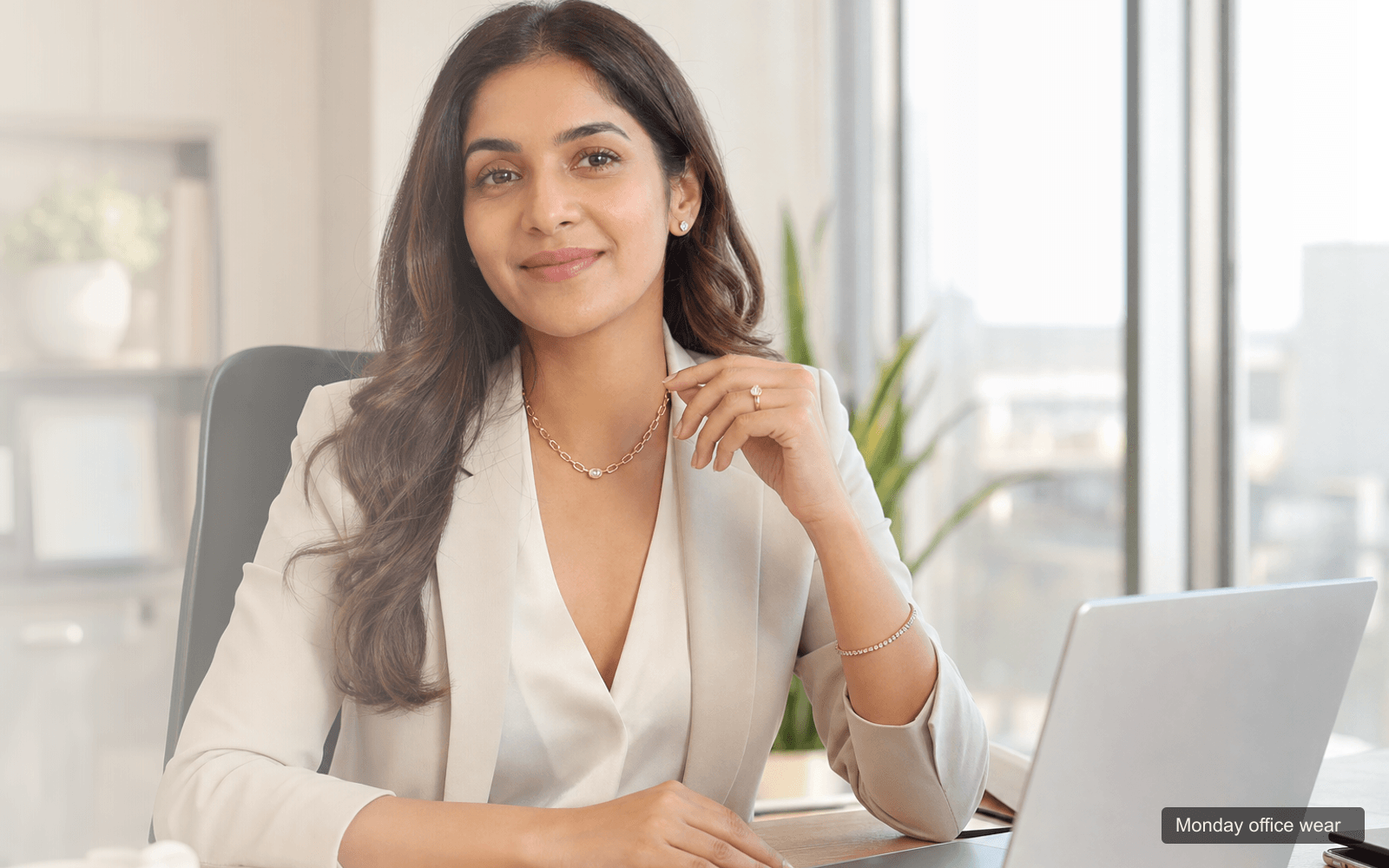 Woman wearing minimal diamond jewellery